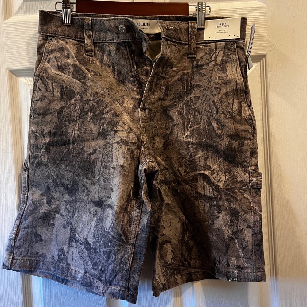 Hollister Men's Patterned Brown Jean Shorts